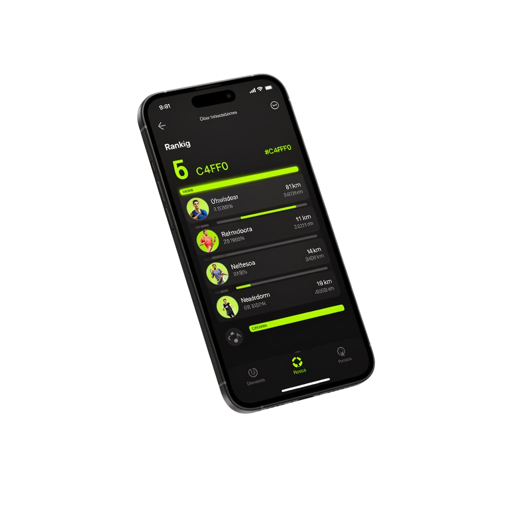 App Mouvy mostrando ranking e desafio de corrida
